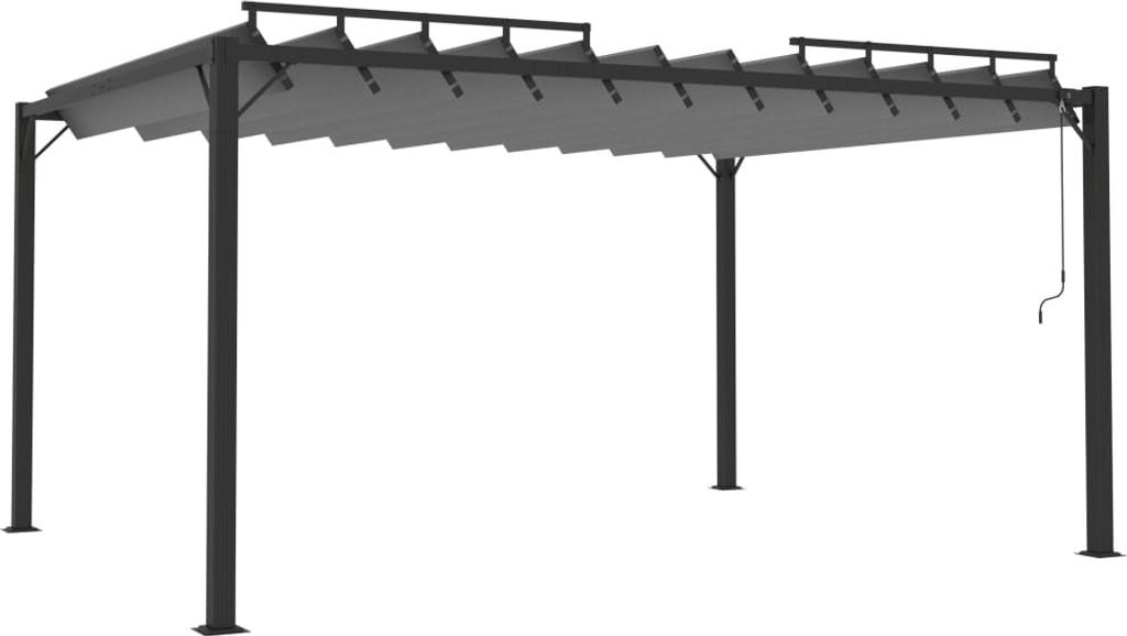 Pergola mit Lamellendach 3x4 m Anthrazit Stoff und Aluminium