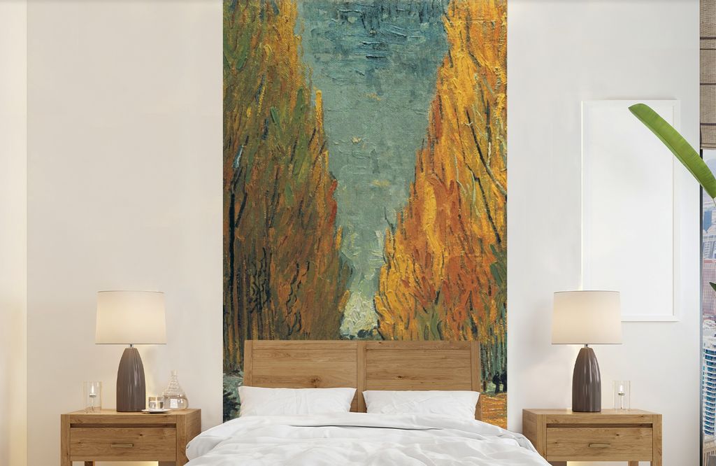 MuchoWow Fototapete für Wohnzimmer oder Schlafzimmer Wandtapete Vinyl Motivtapete Elysische Felder - Vincent van Gogh - 120x240 cm - Hintergrund...
