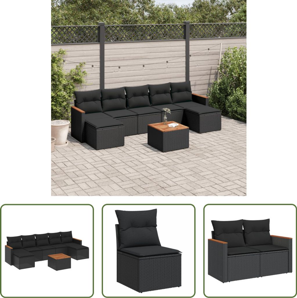 The Living Store 8-tlg. Garten-Sofagarnitur mit Kissen Produktbild 