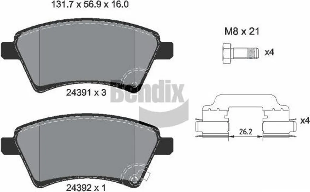 Plaquettes de frein BENDIX BPD1181 pour Sedici - Qualité OE 71742853