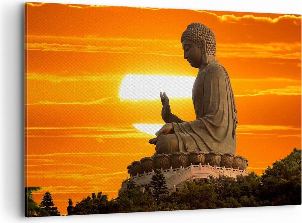 Bild auf Leinwand - Leinwandbild - tempel buddha - 120x80cm - Wand Bild - Wanddeko - Wandbilder - Leinwanddruck - Bilder - Kunstdruck - Wanddekorat...