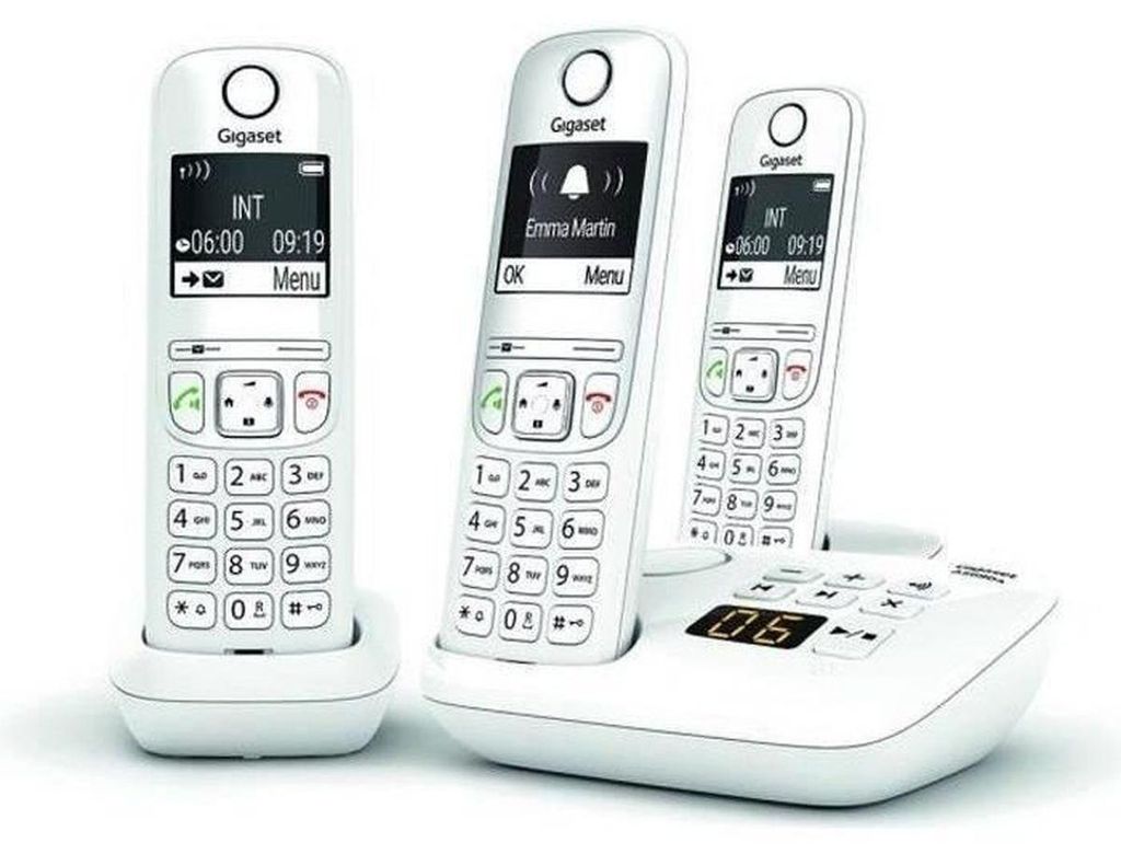 Telefono cordless bianco trio dec con segreteria telefonica Immagine del prodotto 
