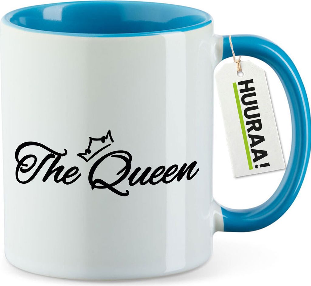 Huuraa Kaffeetasse The Queen Krone 330ml Blau Keramik Kaffeebecher Geschenkidee