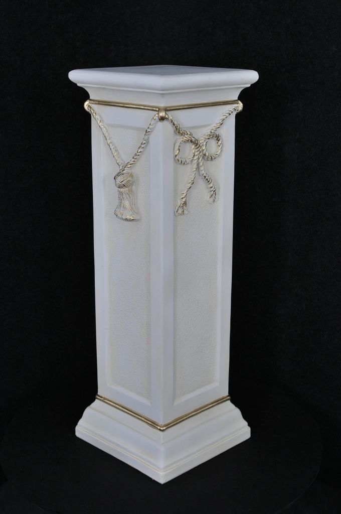 Säule Mäander Style Beistelltisch Marmoriert Dekosäule 75 cm Griechische Antik Retro Rokoko Säule Barock Blumenständer Podest Handbemalt