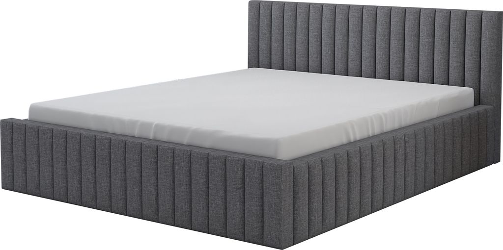 Polsterbett LOGAN 140x200 mit Matratze und Bettkasten. Farbe: Grau.