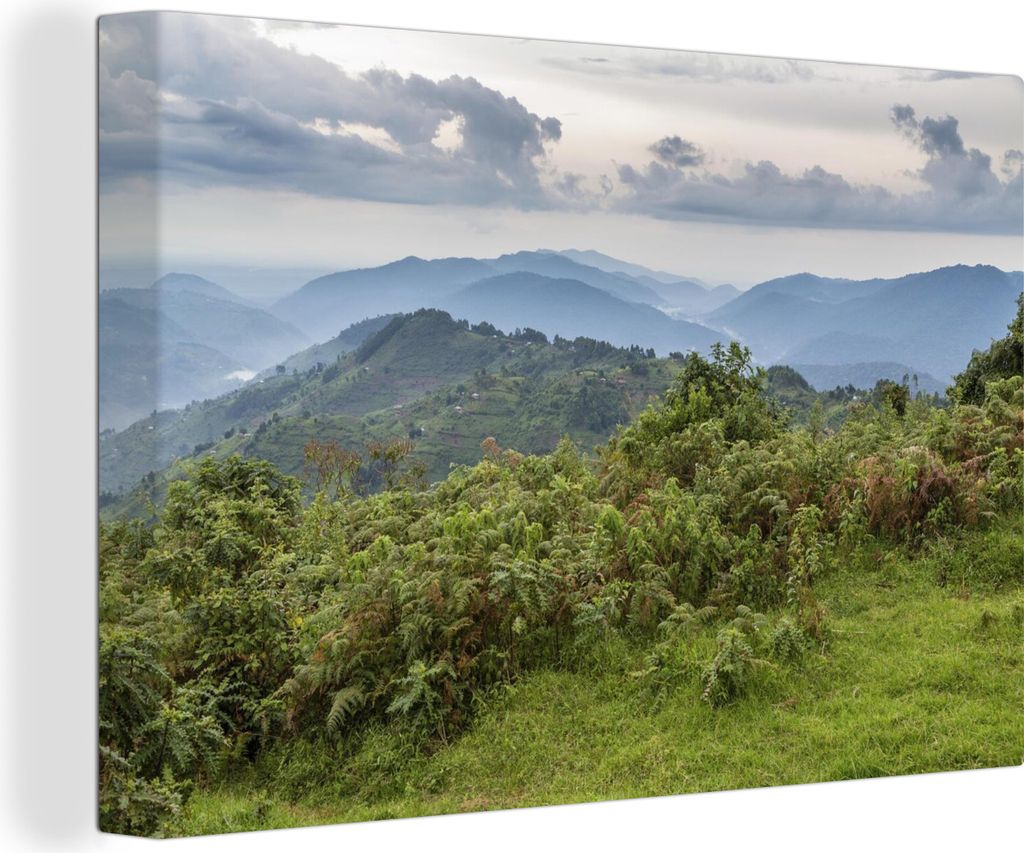 OneMillionCanvasses - Leinwandbilder - 140x90 cm, Dunkle Wolken über dem Regenwald des Bwindi Impenetrable National Park, Wandbilder Kunstdruck ...