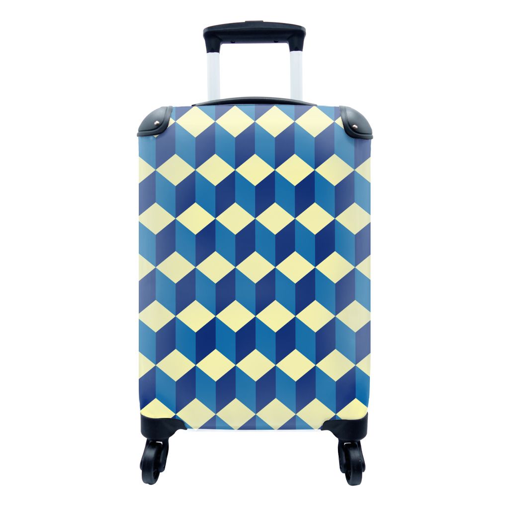 MuchoWow Koffer Handgepäck Trolley Rollkoffer Kleine Reisekoffer mit 4 Rollen - Würfel - Muster - Cabin Size < 55x40x23 cm & 55x40x20 cm - Foto...