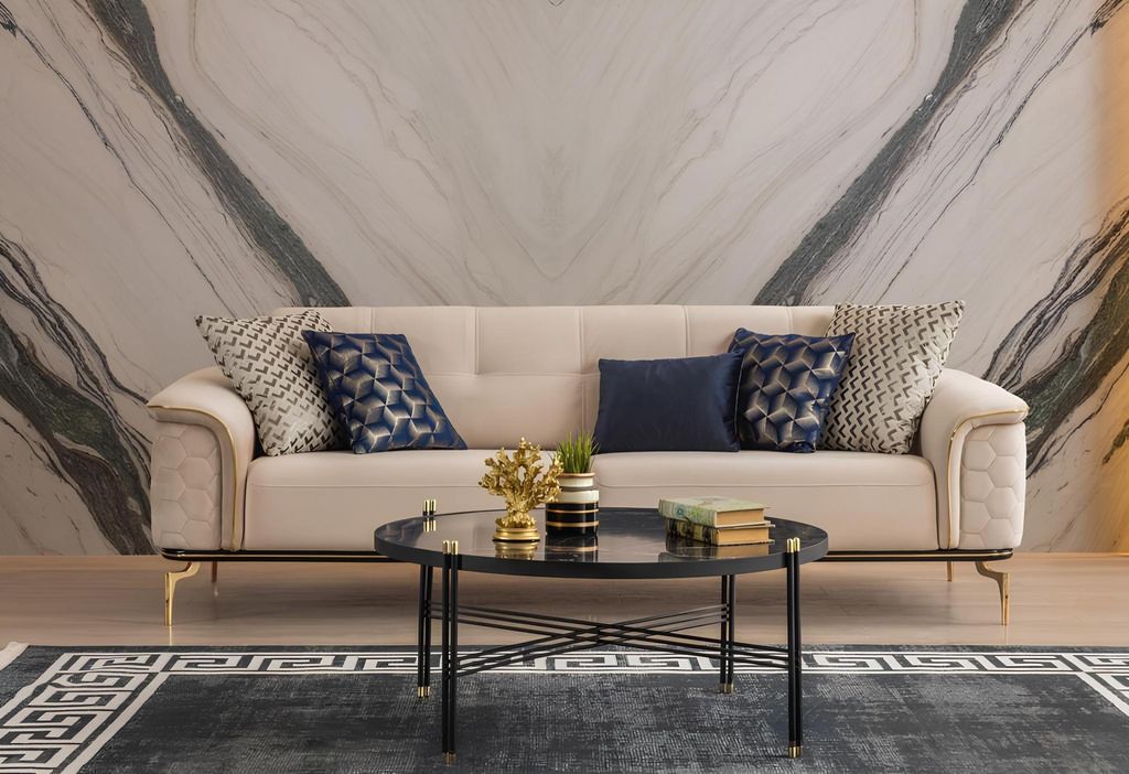 Dreisitzer Sofa 3 Sitzer Luxus Sofas Wohnzimmer Möbel Einrichtung Stoff Design