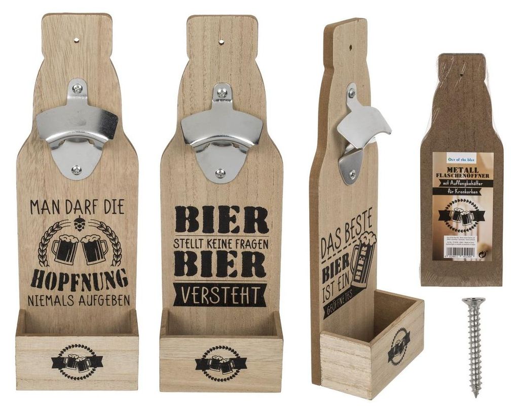 Kovový dřevěný otvírák na dřevěné desce se záchytnou Obrázek produktu 