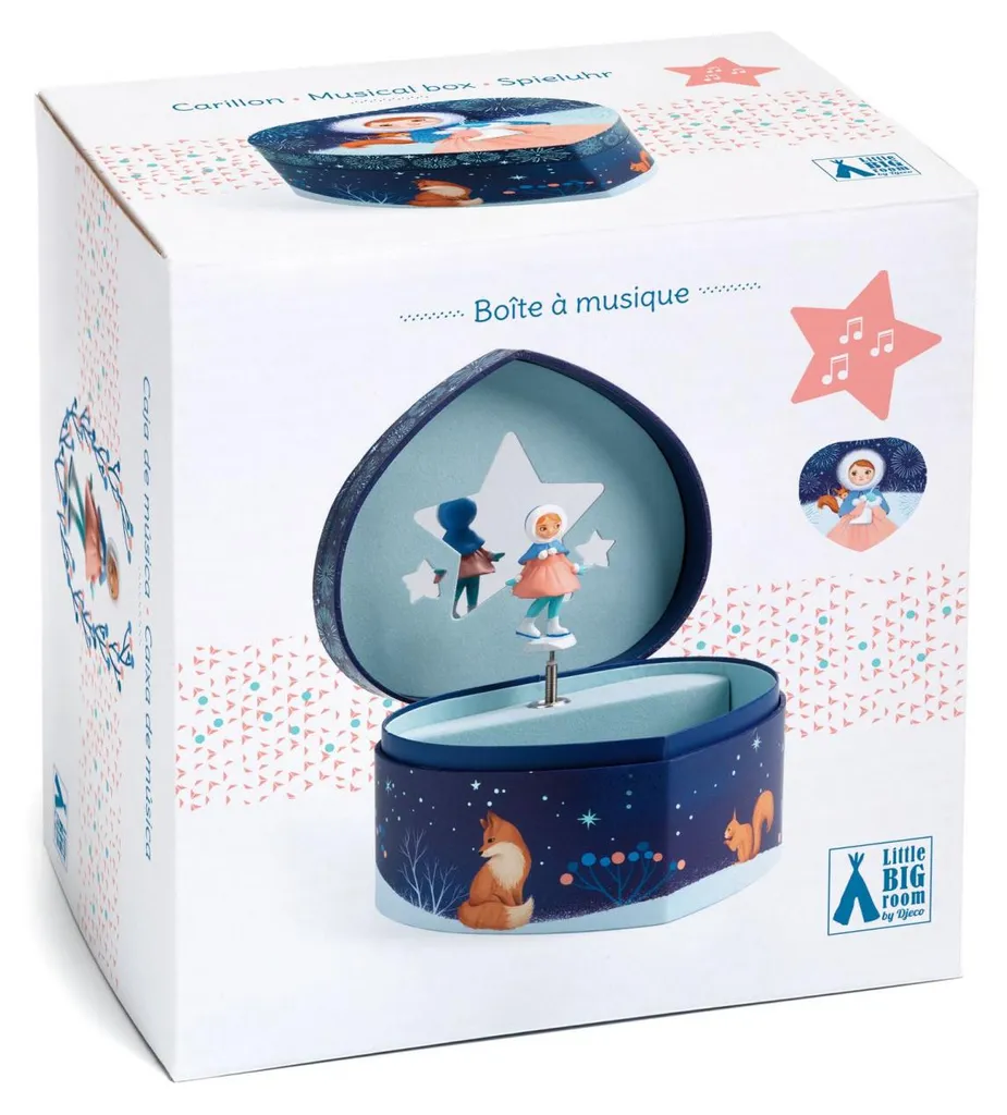 Coffre à bijoux musical Patineuse - Boîte de rangement enfant en bois