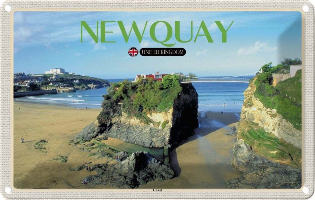 vianmo Blechschild 20x30 cm Newquay Coast United Kingdom Bildmotiv Reisemotiv Abenteuer Reisen Urlaub