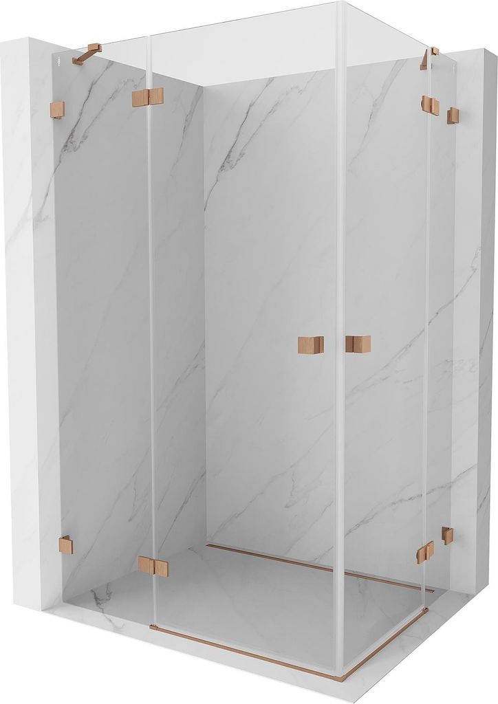 Mexen Lunar Duo Duschkabine, schwenkbar 115 x 75 cm, transparent, gebürstetes Kupfer - 834-115L-075P-65-00