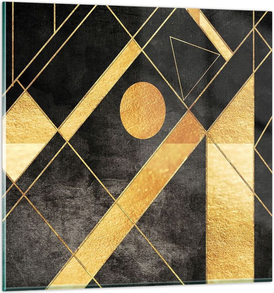 Bilder auf glas - Einteilig - Golden Schwarz Figuren - 40x40cm - Glasbilder - Wandbilder - Bilder - zum Aufhängen bereit - Wanddekoration aus Glas...