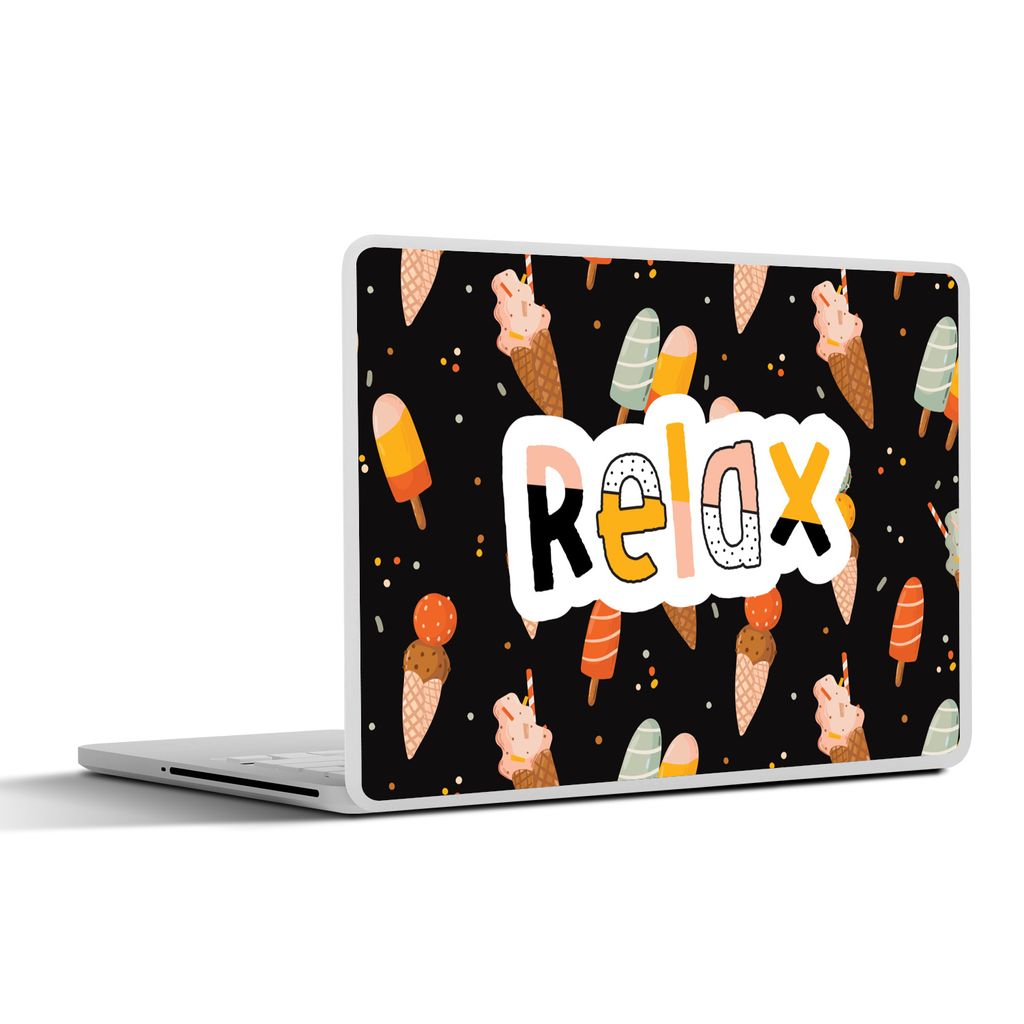 MuchoWow Laptop Aufkleber Sticker Cover Sommer - Eiscreme - Schwarz 30x22 cm - Laptop-Sticker