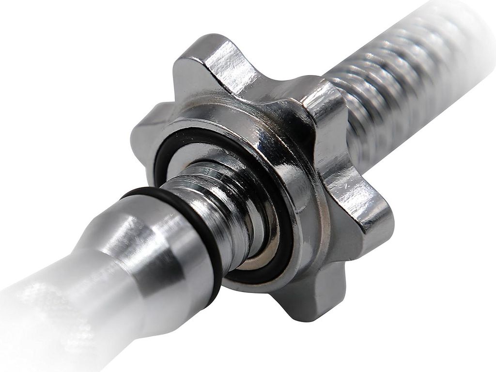 Kurze Hantelstangen Set von 2 - 35 cm x 25 mm - verchromt geribbelt - mit Sternschlüssen