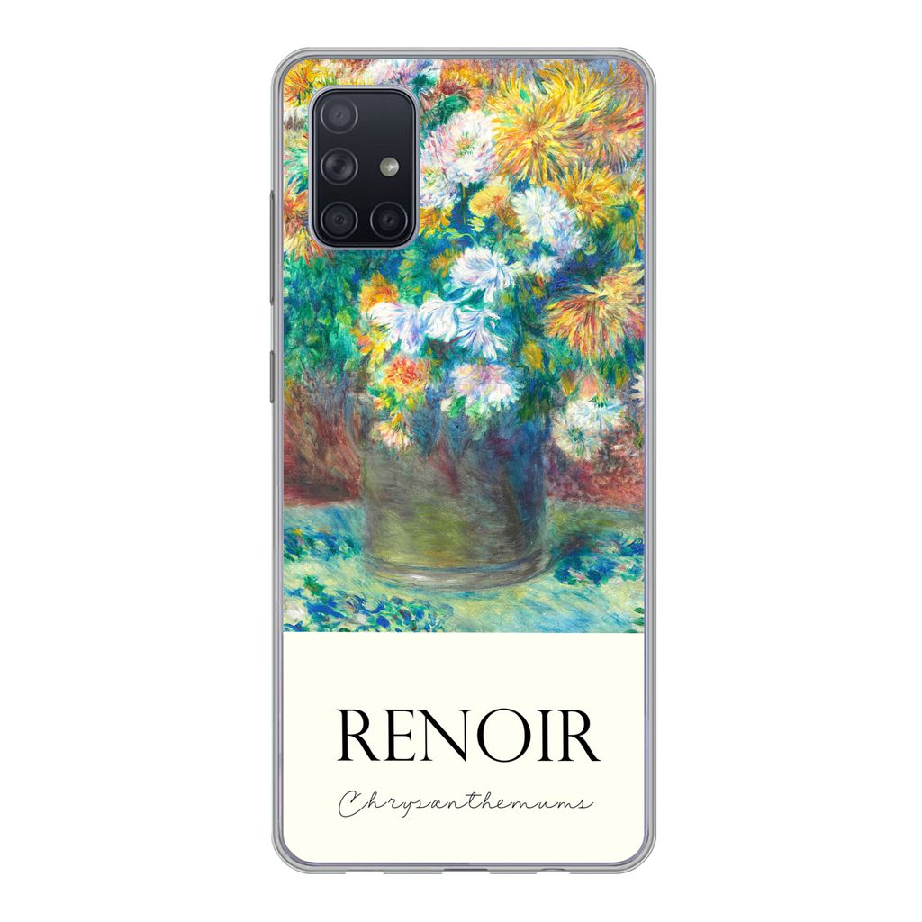 MuchoWow Handyhülle Schutzhülle Hülle für Samsung Galaxy A71 Renoir - Chrysantheme - Gemälde Silikon Softcase Handy Hülle - Kartenbesitzer