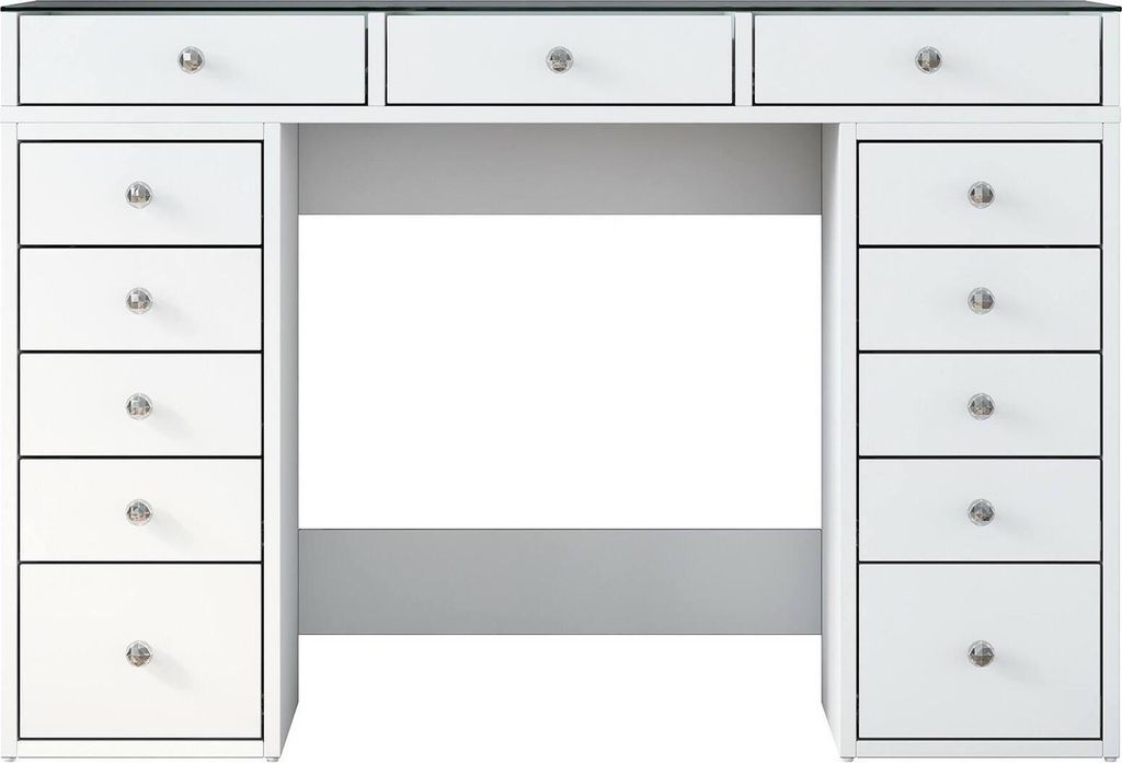 Dmora Kommode Boldone 120x44,5x79,8h cm Weiß, 13 Schubladen, Gleitschiene
