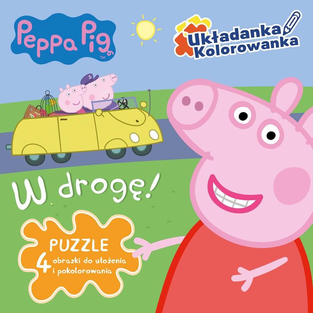Świnka Peppa. W drogę! Układanka, kolorowanka, puzzle