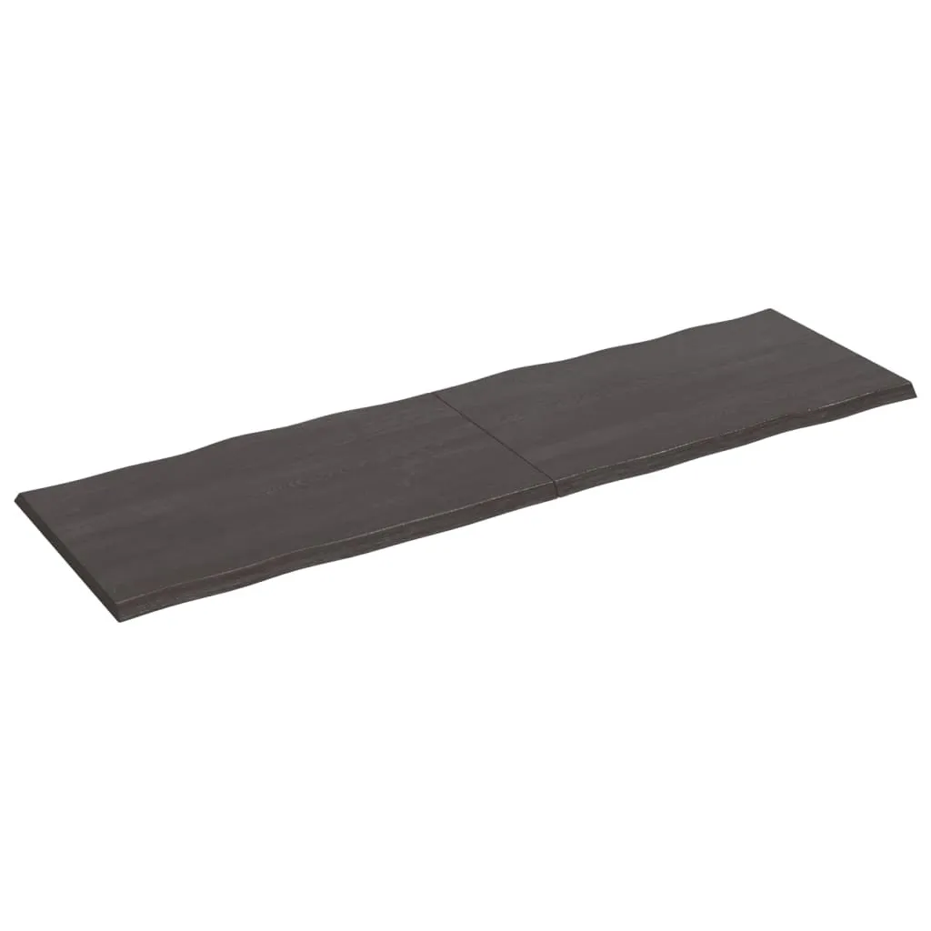 Top Scrivania SYFAX 200x60x4cm Rovere Massello Marrone Scuro Premium