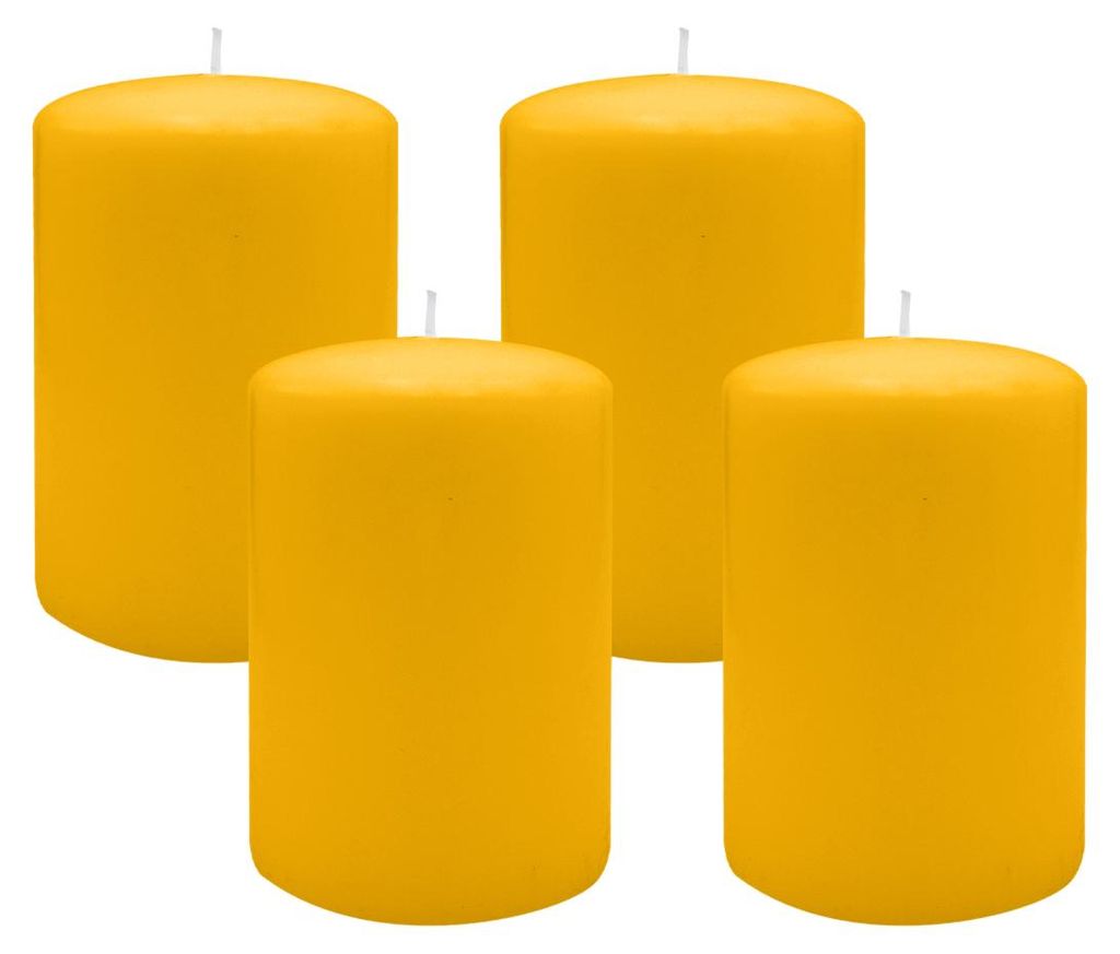 Flachkopf-Stumpenkerzen Goldgelb 120 x Ø 50 mm, 4 Stück