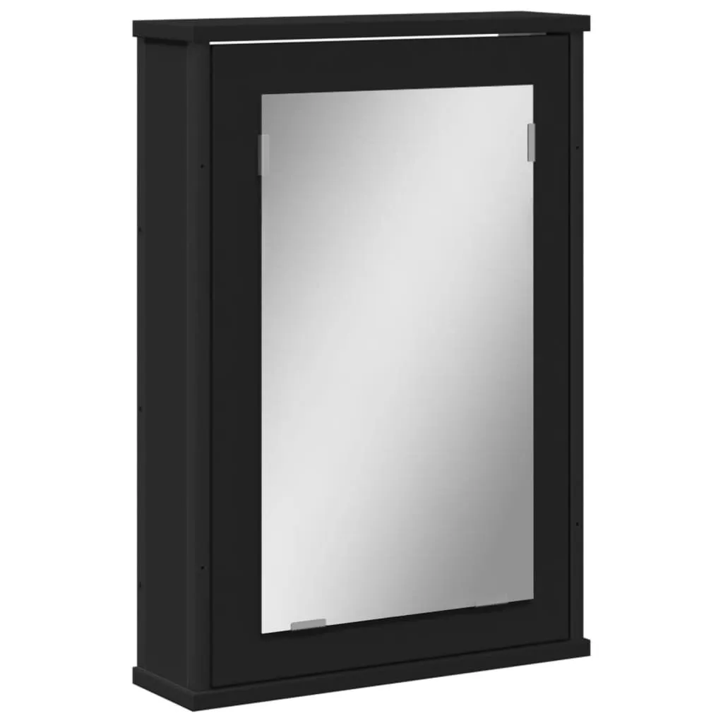 Specchio Contenitore Bagno SYFAX Nero Opaco 42x12x60 Legno