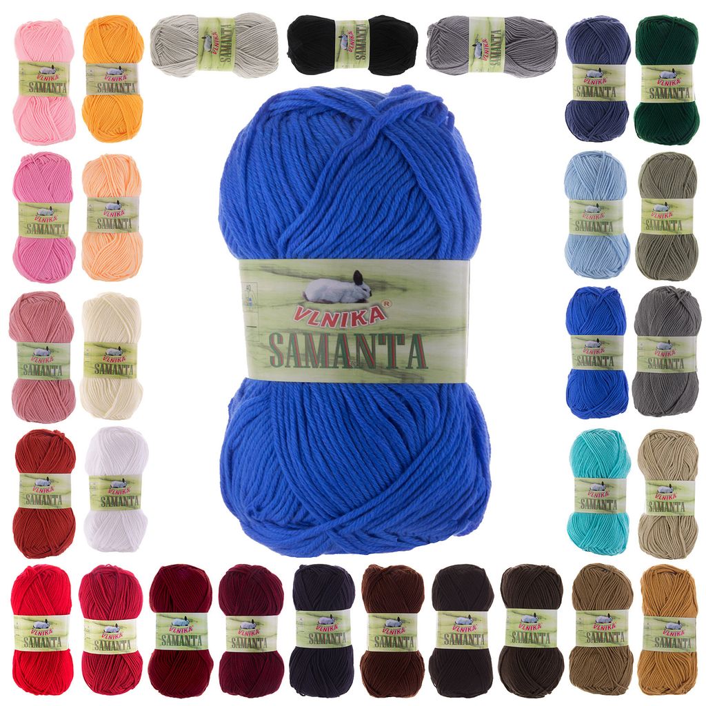 50g Strickgarn Samanta Uni Häkelgarn Strickwolle Handstrickgarn Klassikstrickgarn Farbwahl, Farbe:18 blau