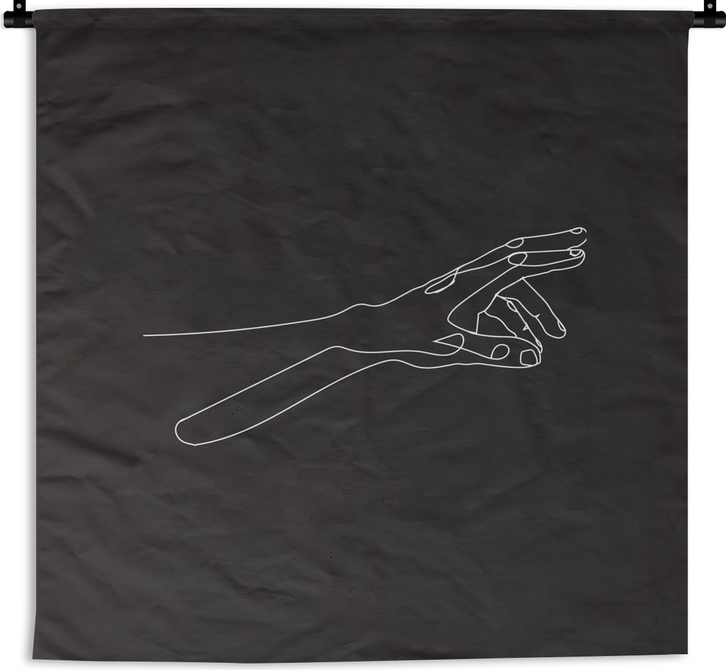 MuchoWow Wandteppich Wandbehang Hände - Minimalismus - Schwarz - Weiß 120x120 cm Tapisserie Dekoration Wandtuch - Modern - Baumwollgewebe