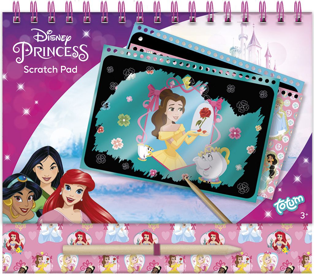 Totum Disney Princes Scratch Book, Rubbelkarte für Kinder, 3 Jahr(e), Mehrfarbig