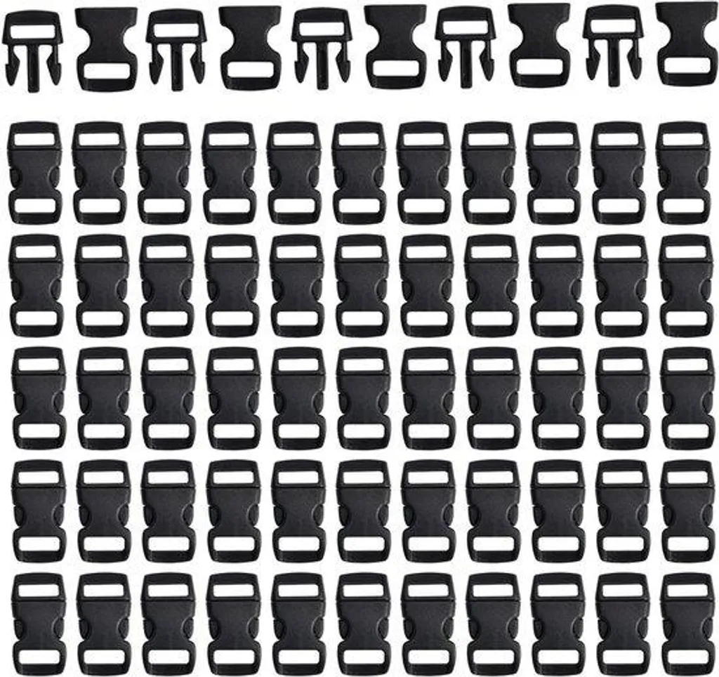 Fermeture pour sac à dos et paracorde, clip noir 11 mm style années 60