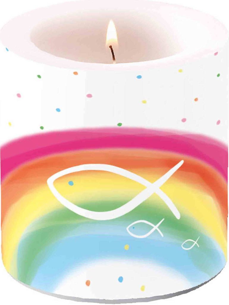 Tischdeko Kommunion Konfirmation Regenbogen Rainbow Kerze Servietten Religion Fest, Ausf:Eine Kerze