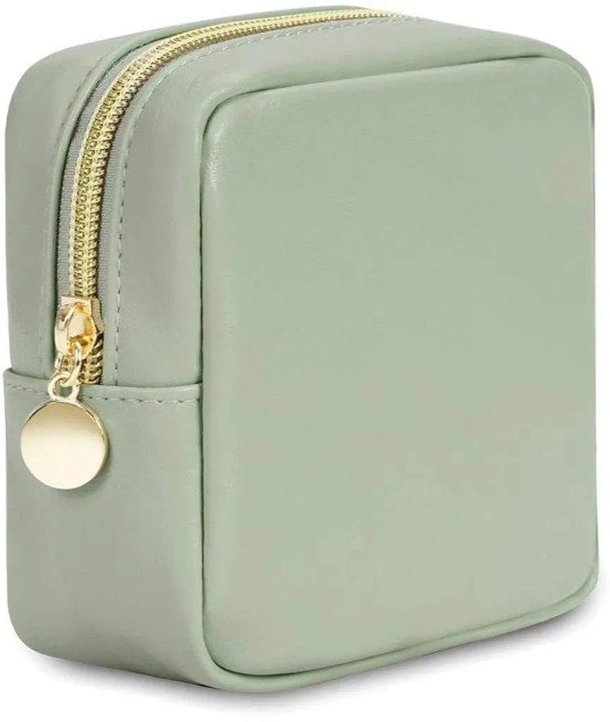 Mini pochette cosmétique en similicuir vert - Accessoire beauté compact