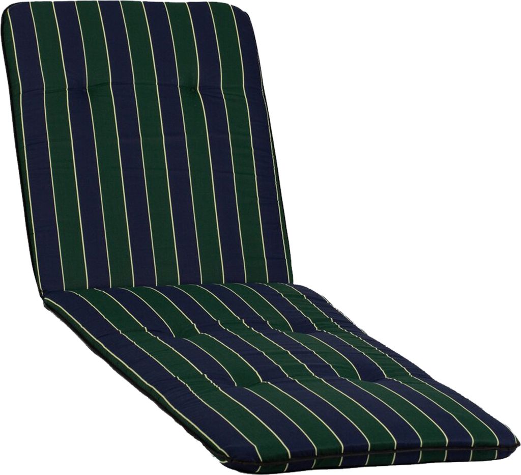 NYVI Liegenauflagen Hawaii 6er Set - 193x60 cm Blau Dunkelgrün Gestreift - Gartenmöbel Auflage mit 5 cm Polster und Gummi-Halteband