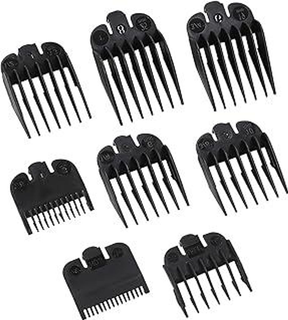 8 Stück Trimmer Wahl Aufsätze Haarschneidemaschine Aufsätze Clipper Guards Haar Clipper Guide Limit Kamm Set 1,5mm bis 25mm Haarschneider Aufsat...