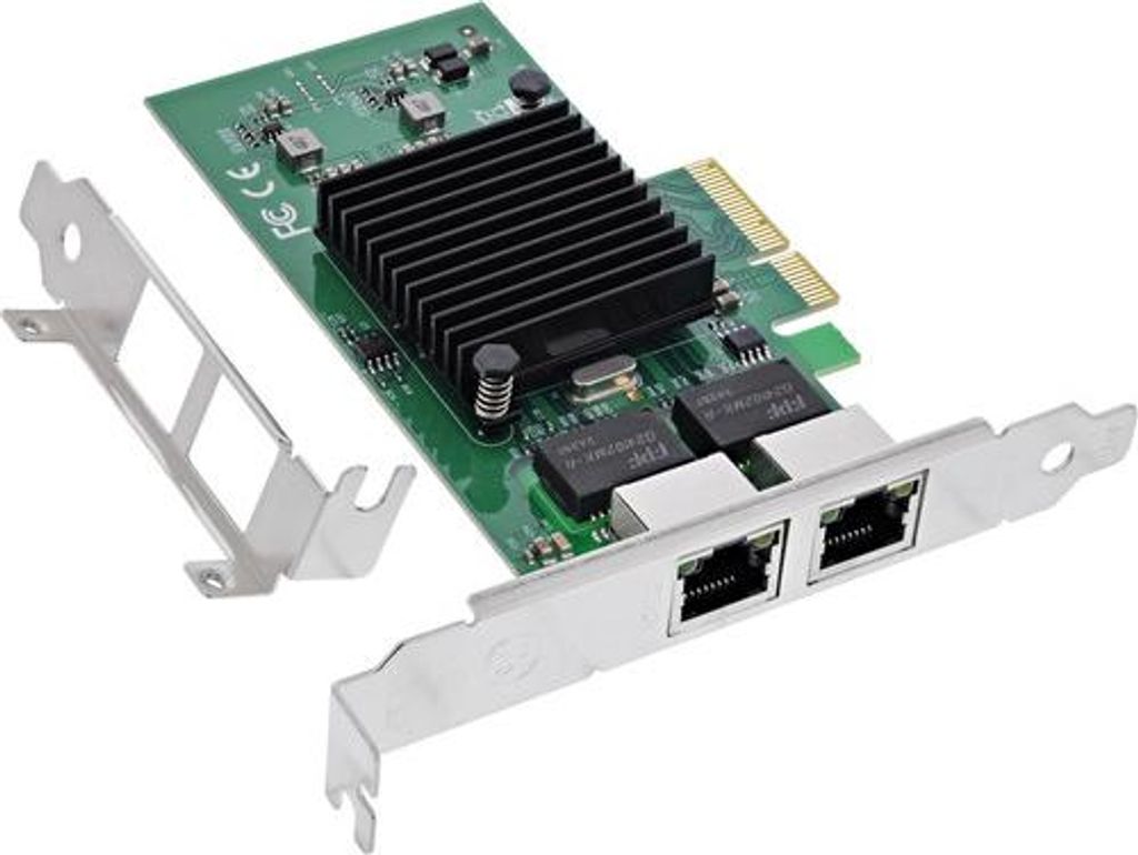 InLine Dual-Gigabit Netzwerkkarte, 2x RJ45 1 Gb/s, PCIe x4, inkl. Low-Profile
