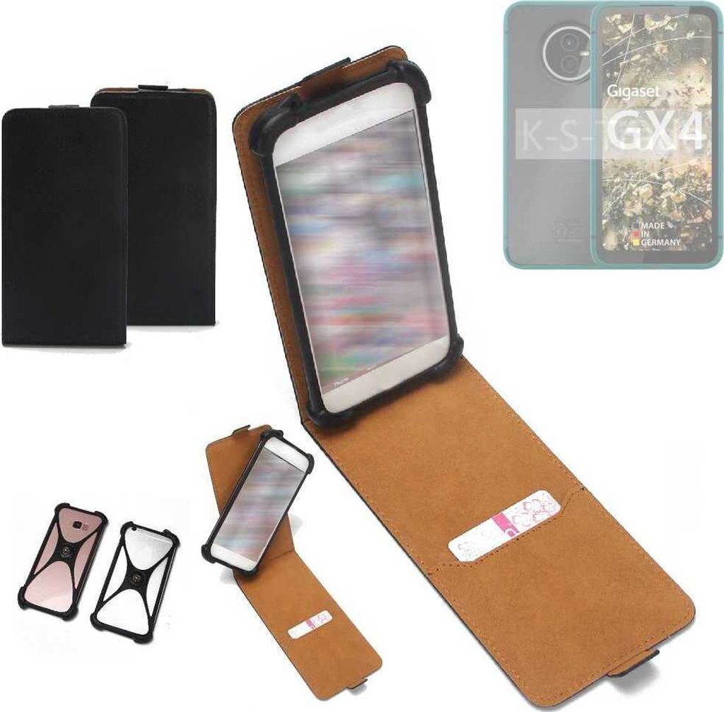 K-S-Trade Handyhülle Schutzhülle kompatibel mit Gigaset GX4 Hülle Case Cover Flip Style Bumper schwarz 1x