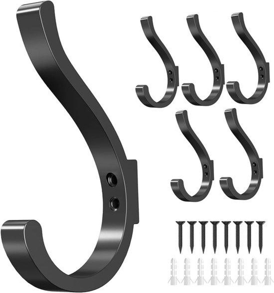 Wandhaken 6-teilig, Metallhaken für Wandmontage, robuste Haken für Kleidung, Handtücher, Hüte, Schlüssel, Jassen