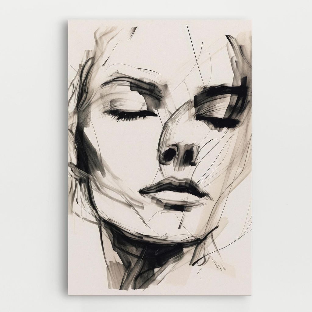 ARTHUB Leinwandbild 40x60 cm, Continuous Line Woman | Wohnzimmerdekoration, Hängende Bilder, Wanddekoration, Heimdekoration, Frauen, Porträts