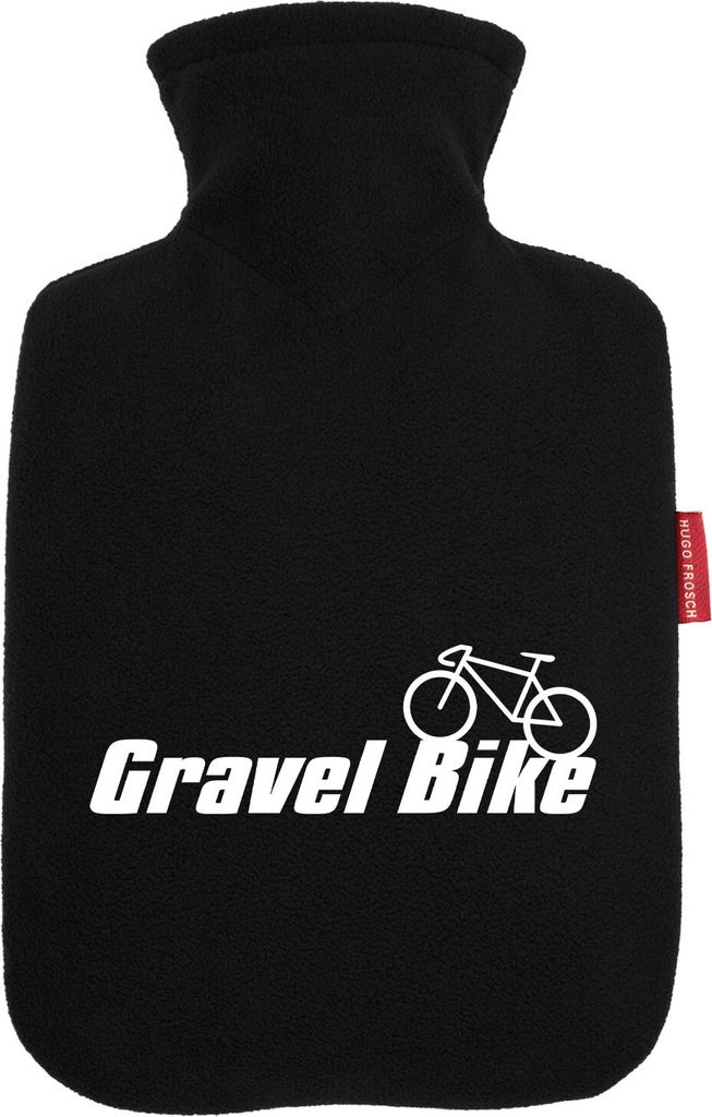 Huuraa Wärmflasche Gravel Bike Fahrrad Geschenk 1,8 Liter Black Classic Veloursbezug Gravel Bike Präsent