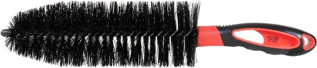 Premium Felgenbürste 360mm lang Schwarz Rot ergonomischer Griff Profi für Auto Motorrad KFZ Reinigungsbürste Pflege Bürste Felgen Reinigung