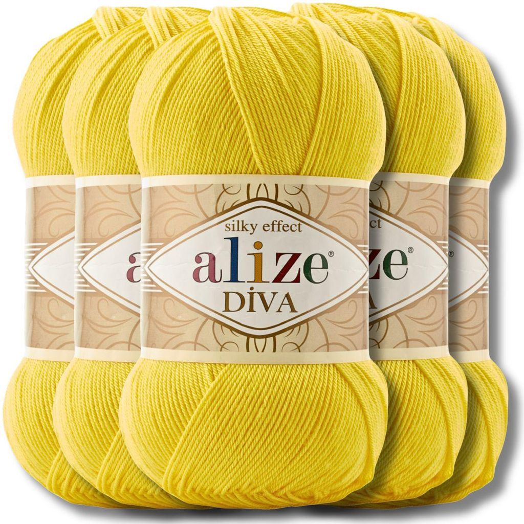 Alize 5x 100g Diva Wolle, Uni, Häkeln, Stricken (110)