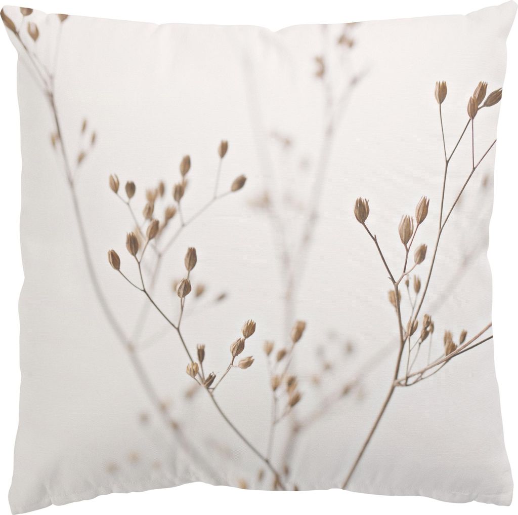 Dekokissen mit Motiv drinnen / Indoor Zierkissen Samt waschbar Gräser beige Motiv Sofakissen ohne Füllung