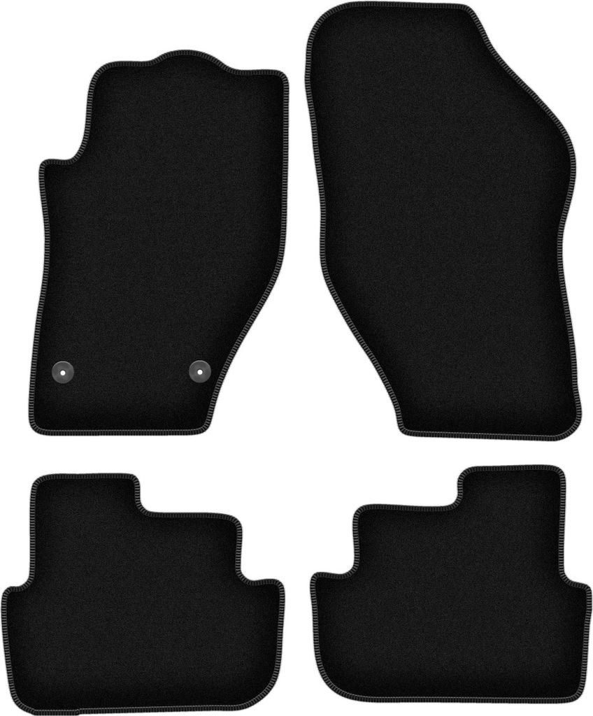 Wielganizator Velours-Autoteppiche – passend für Peugeot 308 CC (Cabrio, Bj. 2007-2013) – schwarz, passgenau, mit Befestigungen set 4 Stk.