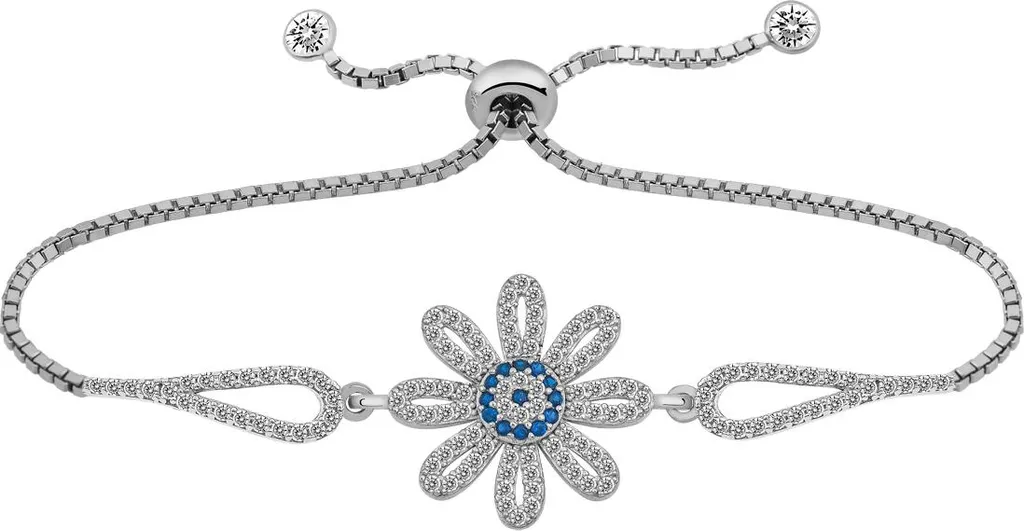 Bracelet en Argent 925 Rhodié avec Œil de Nazar et Oxydes de Zirconium