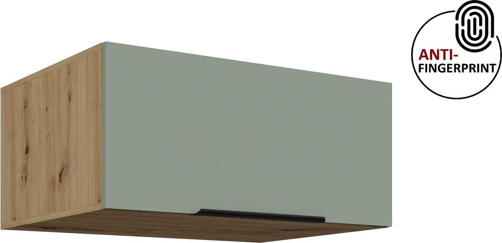 Küchen Aufsatzschrank 80 cm ARIA Aquamarin ultra matt + Eiche Artisan matt, hochwertige Fronten mit Anti Fingerprint Beschichtung Küchenzeile Kü...