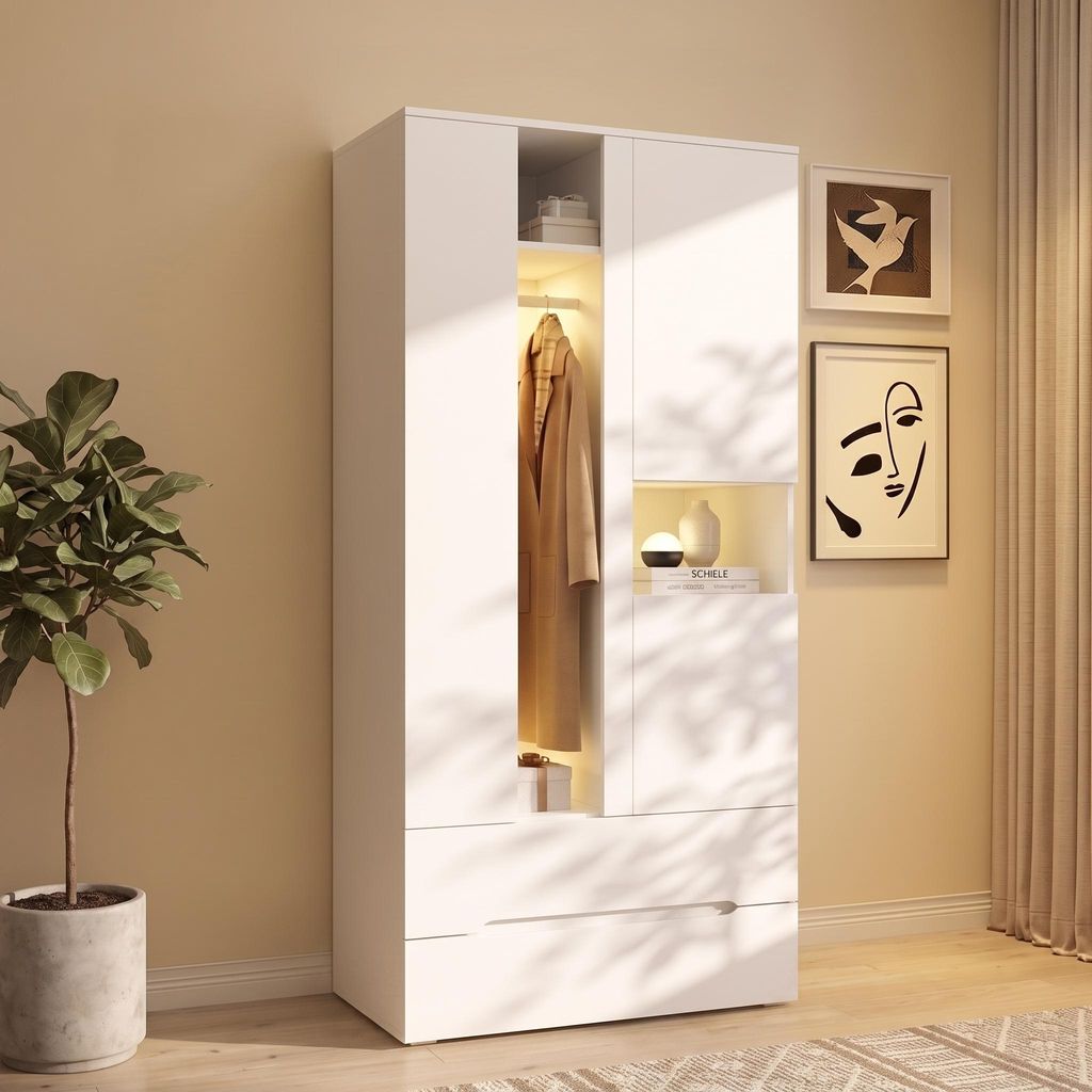 Flieks Kleiderschrank mit Kleiderstange, Garderobe mit Produktbild  KI-generiertes Bild
