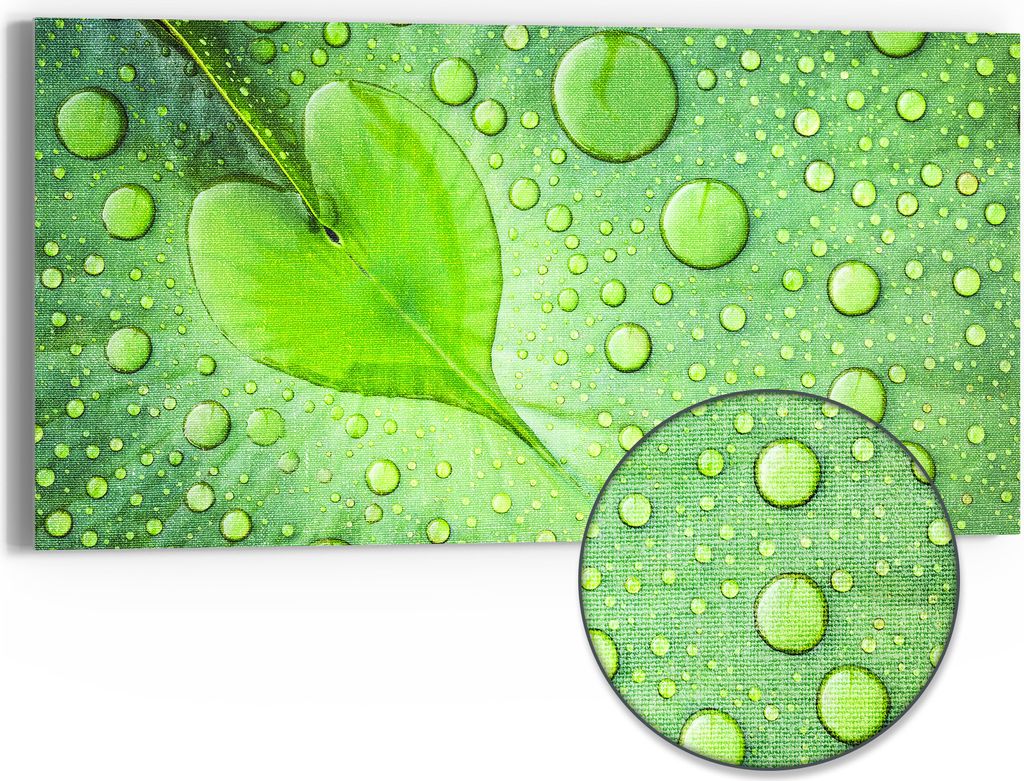 DEQORI Hybrid Leinwand Bild 60x30 cm 'Grüne Juwelen' Wandbild Glas flach modern