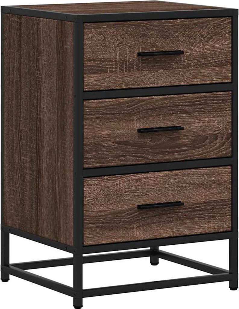 Nachttisch Braun Eichen-Optik 40x34,5x60cm Holzwerkstoff Metall