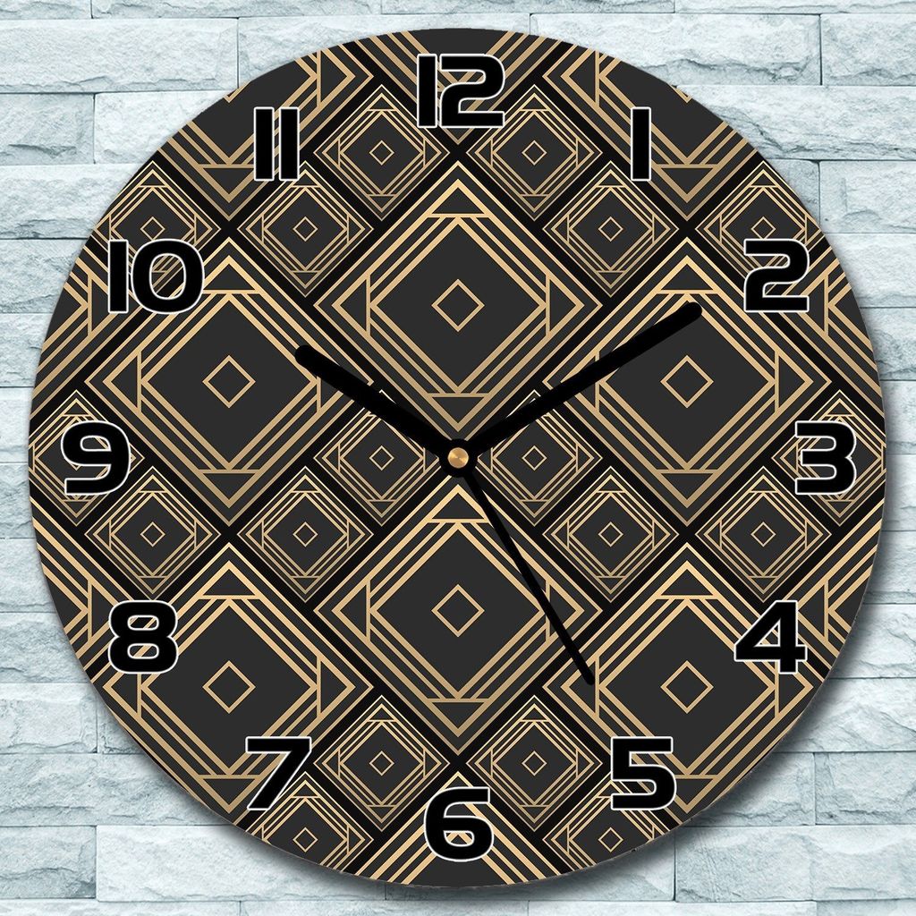 Wanduhr aus Glas Rund fi 30 Art Deco Goldene Quarz Deko Schlafzimmer Büro