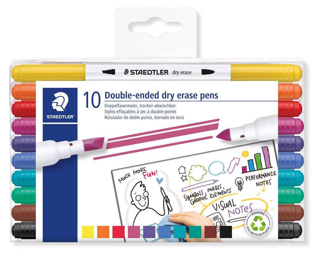 Staedtler – Whiteboard-Stifte mit doppelter Spitze, 10 Farben