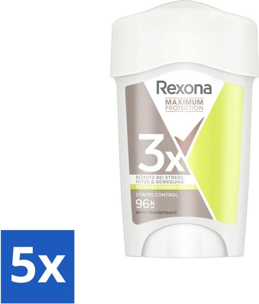 Rexona - Deodorant Stick - Maximum Protection Stress Control Dry - Gegen Stressschweiß - 45 ml - Vorteilspack - 5 Stücke
